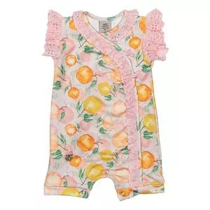 Macaquinho Em Moletom Frutas<BR>- Rosa Claro & Amarelo<BR>- Pinoti Baby & Kids