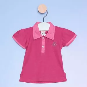 Polo Piquê Com Bordado<BR>- Rosa & Rosa Escuro<BR>- Bicho Molhado