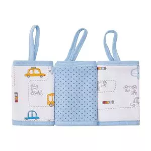 Kit De Paninhos De Boca Com Prendedor<BR> - Branco & Azul<BR> - 3Pçs<BR> - Papi