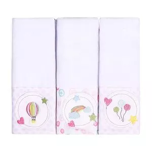 Kit De Paninhos De Boca Com Balões<BR>- Branco & Rosa<BR>- 3Pçs<BR>- 106 Fios