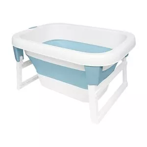 Banheira Dobrável Ofurô<BR>- Azul & Branca<BR>- 44,5x81x58cm<BR>- 80L