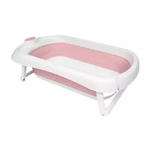 Banheira Dobrável<BR>- Rosa & Branca<BR>- 21x82x47cm<BR>- 26L<BR>- Buba