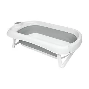 Banheira Dobrável<BR>- Cinza & Branca<BR>- 21x82x47cm<BR>- 26L