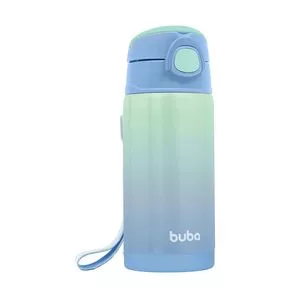 Copo Térmico Com Canudo<BR>- Azul & Verde<BR>- 400ml