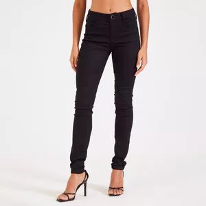 Calça Skinny Em Sarja<BR>- Preta