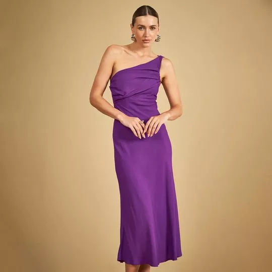 Vestido Midi Liso - Roxo