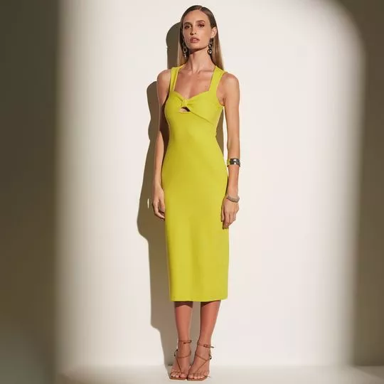 Vestido Midi Canelado- Verde Limão