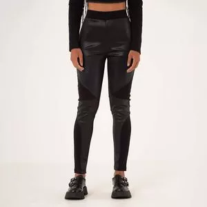 Legging Com Recortes<BR>- Preta