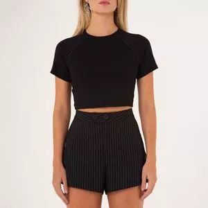 Cropped Em Recortes<BR>- Preto