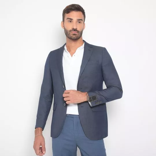 Blazer Com Recortes- Azul Escuro