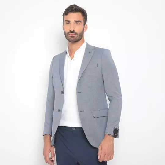 Blazer Com Recortes- Azul