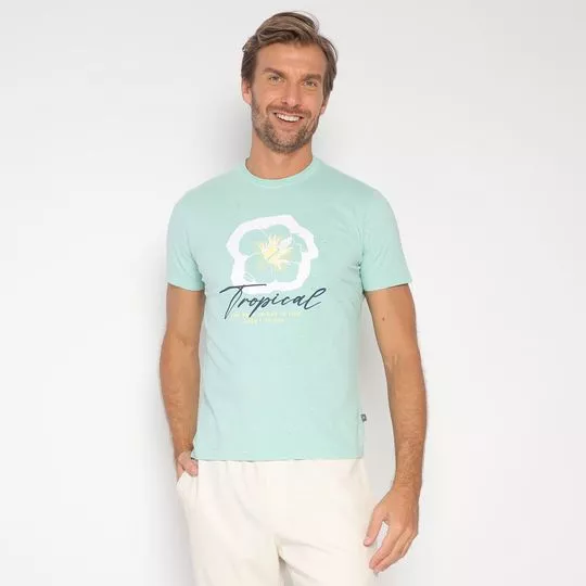 Camiseta Floral- Verde Água & Branca