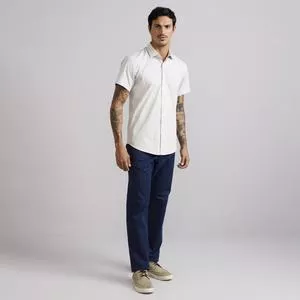 Camisa Slim Fit<BR>- Cinza Claro