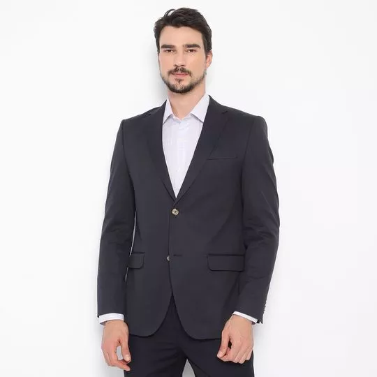 Blazer Com Recortes- Azul Marinho