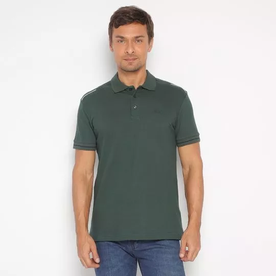 Polo Slim Com Recortes- Verde Escuro & Preta