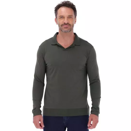 Polo Slim Fit Com Bordado- Verde Escuro