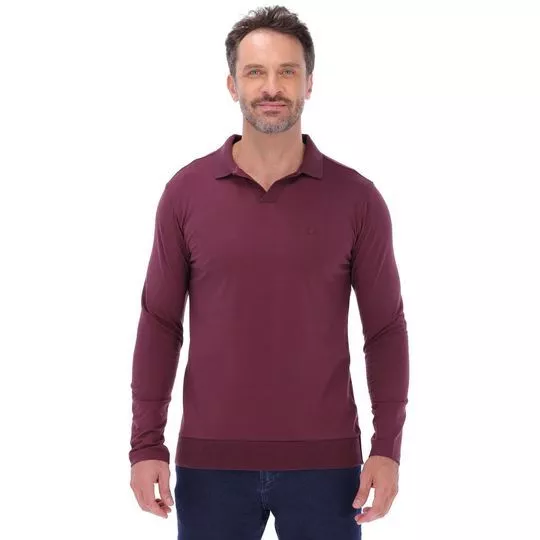 Polo Slim Fit Com Bordado- Bordô