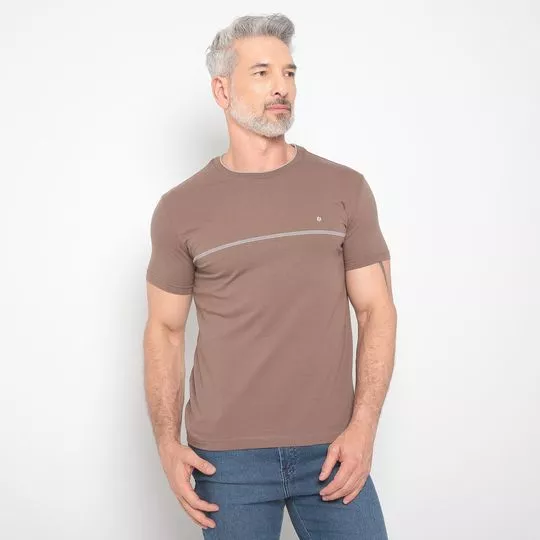 Camiseta Com Listras- Marrom