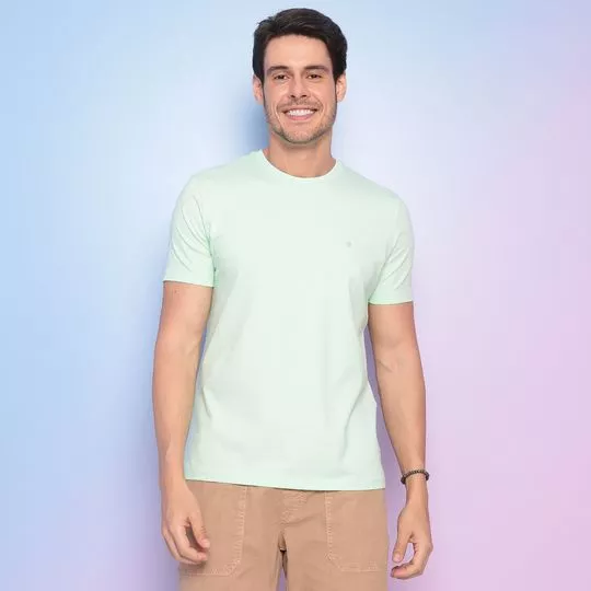 Camiseta Com Bordado- Verde Claro