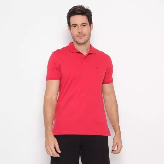 Polo Slim Com Bordado- Vermelha