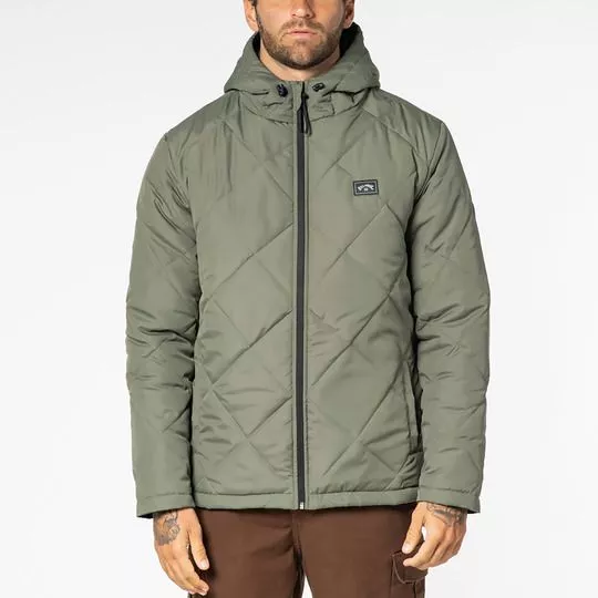 Jaqueta Puffer Com Capuz- Verde Militar