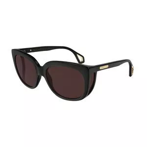 Óculos De Sol Arredondado<BR>- Preto & Marrom Escuro<BR>- Gucci