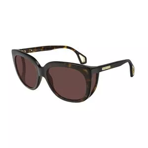 Óculos De Sol Retangular<BR>- Marrom Escuro & Amarelo Escuro<BR>- Gucci