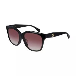 Óculos De Sol Quadrado<BR>- Preto & Vermelho<BR>- Gucci