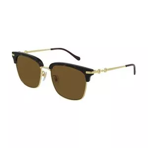 Óculos De Sol Quadrado<BR>- Marrom Escuro & Marrom<BR>- Gucci