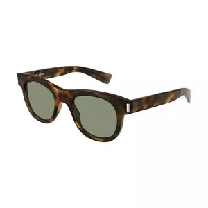 Óculos De Sol Arredondado<BR>- Marrom Escuro & Preto<BR>- Saint Laurent