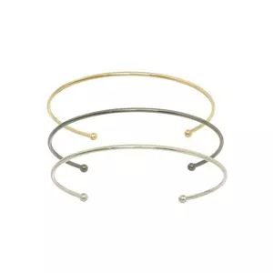 Conjunto De Braceletes Banhados A Ouro & Ródio<BR>- Dourado & Prateado<BR>- 3Pçs