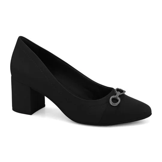 Scarpin Com Aviamento- Preto- Salto: 6cm