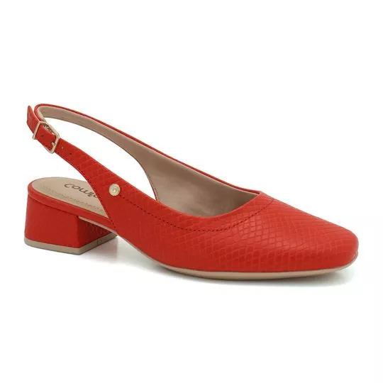 Slingback Texturizado- Vermelho