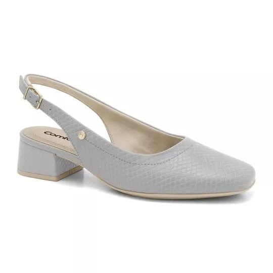 Slingback Texturizado- Cinza Claro