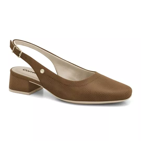 Slingback Texturizado- Marrom Escuro