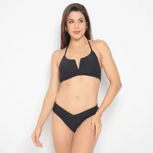 Biquíni Frente Única Com Tanga<BR>- Preto<BR>- Arsie