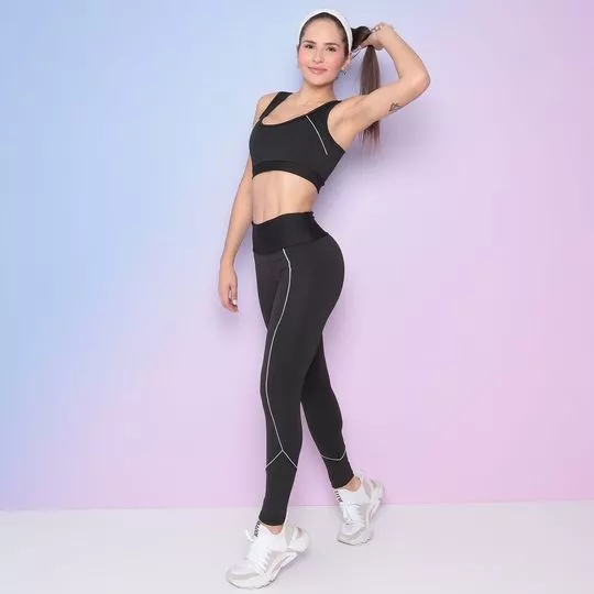 Conjunto De Top & Legging- Preto & Branco- Verbo Fitness