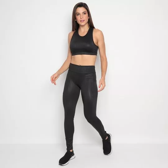 Conjunto De Top & Legging Texturizado- Preto- Verbo Fitness