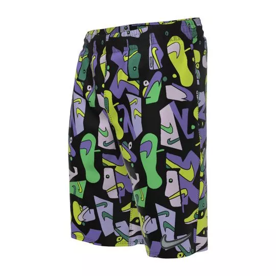 Short Abstrato- Preto & Roxo