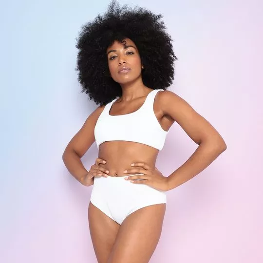 Biquíni Top Com Hot Pant- Branco- Patra