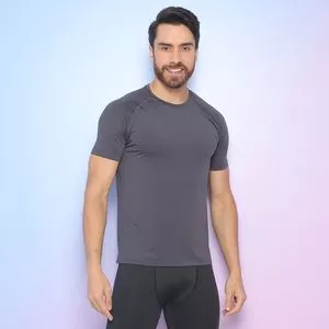 Camiseta Com Proteção UV 50+<BR>- Cinza Escuro<BR>- Physical Fitness