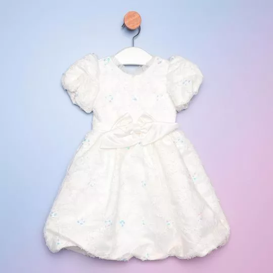 Vestido Com Sobreposição Em Tule- Branco- PETIT CHERIE