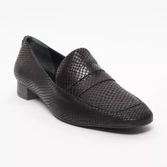 Loafer Com Textura Animal- Preto- Jorge Bischoff