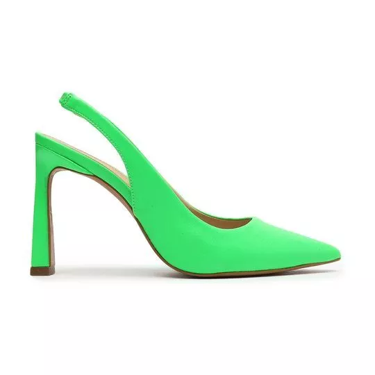 Slingback Com Tira- Verde- Salto: 9,5cm- My Shoes