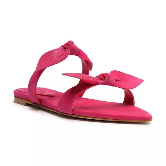 Sandália Rasteira Com Laços- Pink- Schutz