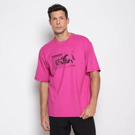 Camiseta Com Inscrições- Rosa