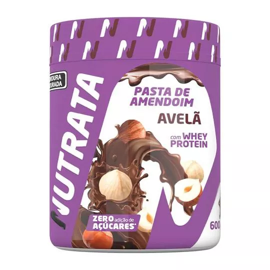 Pasta De Amendoim Com Whey Protein- Avelã- 600g- Nutrata