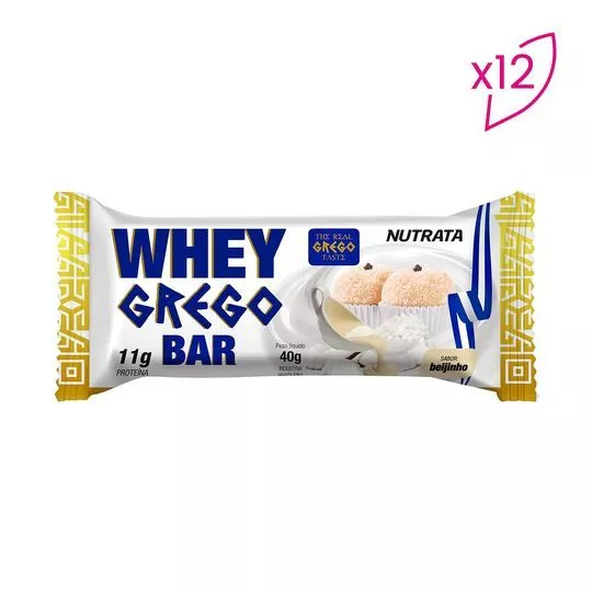 Whey Grego Bar- Beijinho- 12 Unidades- Nutrata