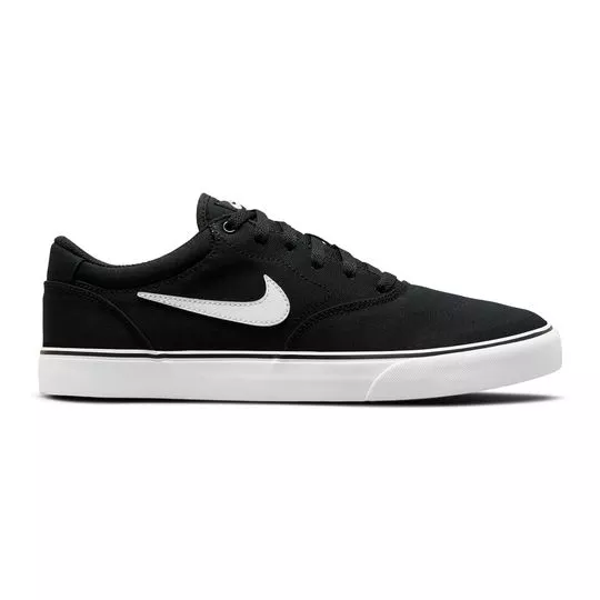 Tênis Nike® SB Chron 2 Canvas- Preto & Branco