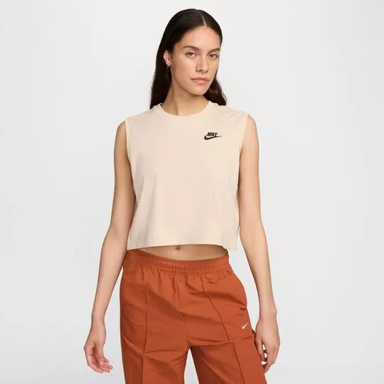 Cropped Com Bordado- Bege Claro